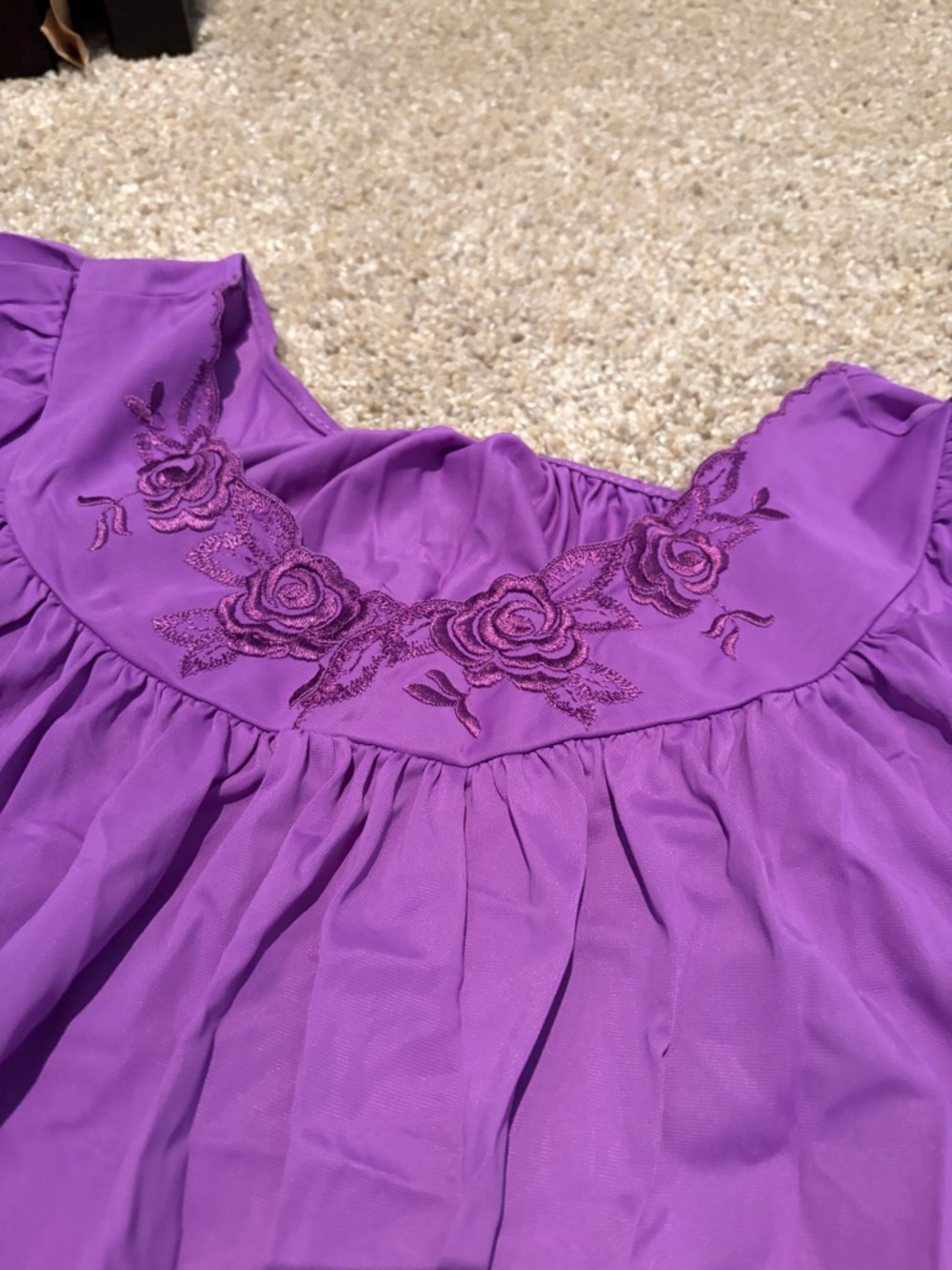 Lilac Embroidered Floral Nightgown